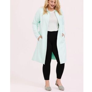 TORRID Women's Mint Green Suede Coat Open Front Spring Time Size 14-16